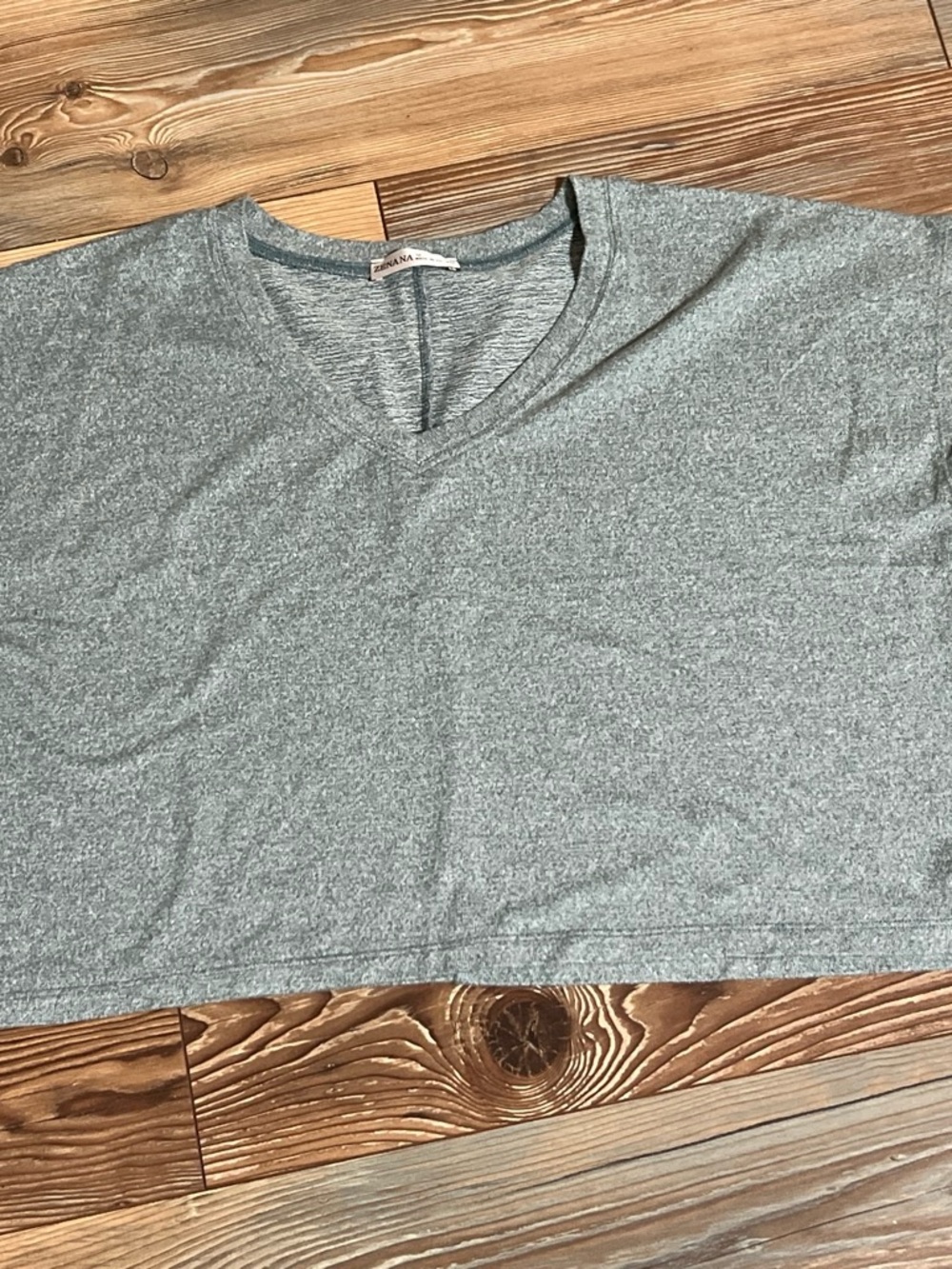 Zenana Outfitters Heather Green V-Neck Crop Top